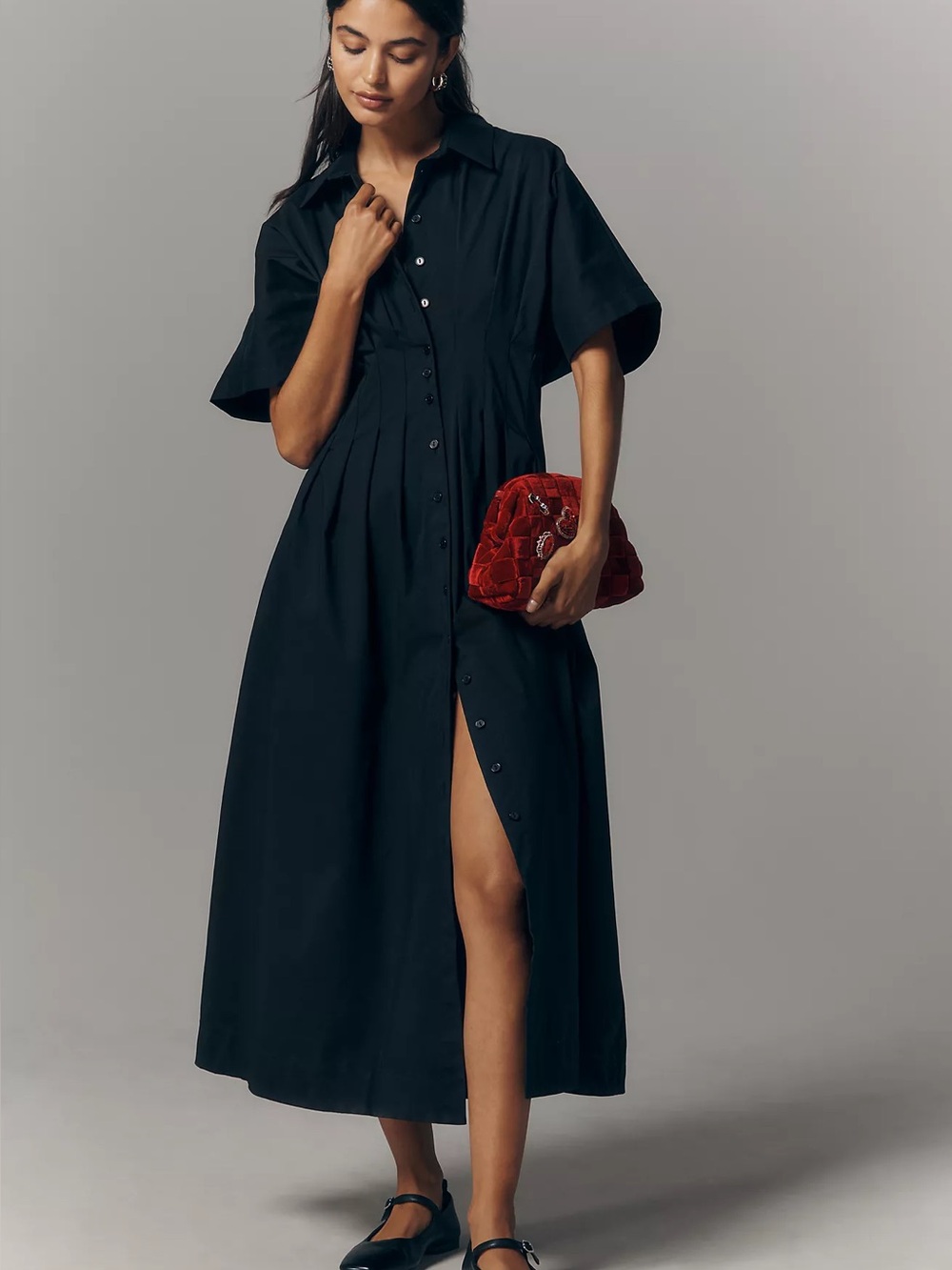 Anthropologie Tobie Shirt Dress by Exquise - black